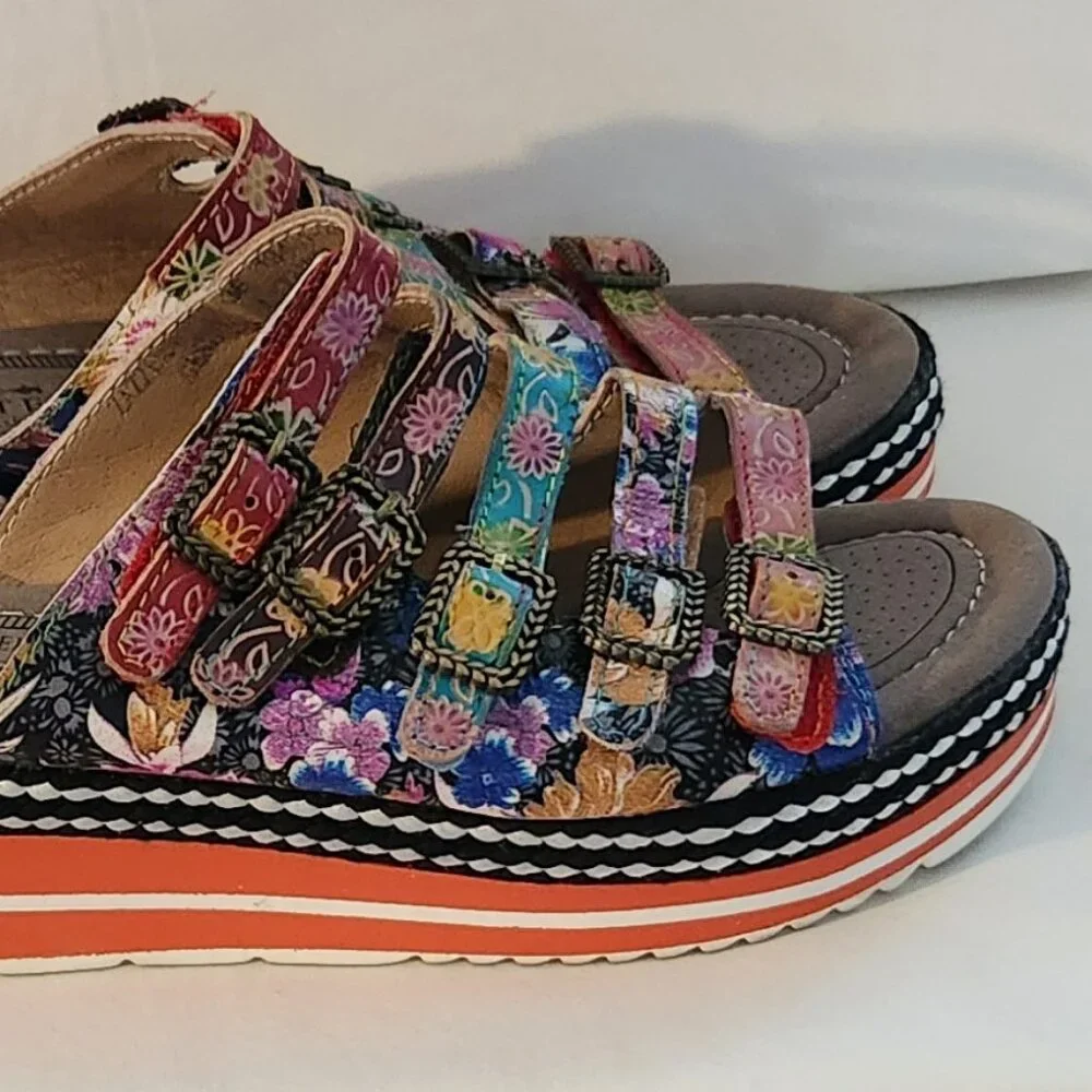 *Mix & Match* L'Artiste by Spring Step mules sz 36 floral open toe leather GUC - Picture 3 of 6